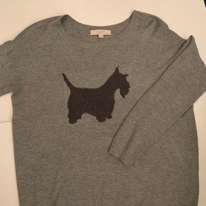 Ann Taylor LOFT Gray Scottie Dog Sweater L